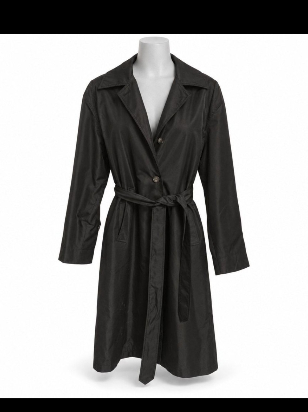 Women's Black Belted Trench Coat